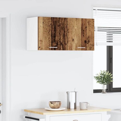 Hangkast Oude Hout en Wit 40 x 31 x 40 cm Bewerkt hout 4