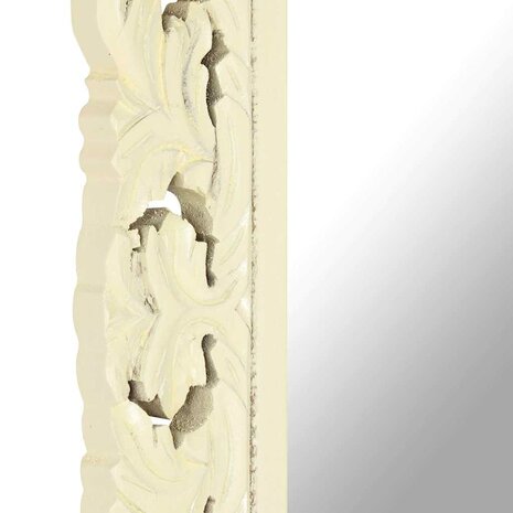 Spiegel handgesneden 80x50 cm massief mangohout wit 5