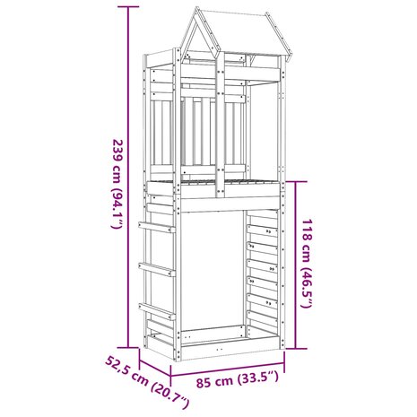 Speeltoren Bruin 85 x 52,5 x 239 cm Massief grenenhout 6