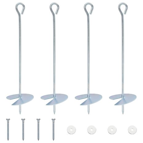 Aardeankers 4 st &Oslash;10 x 40 cm Gegalvaniseerd metaal zilver 2