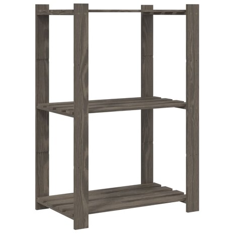Opbergrek 3-laags 60x38x90 cm massief grenenhout grijs 2