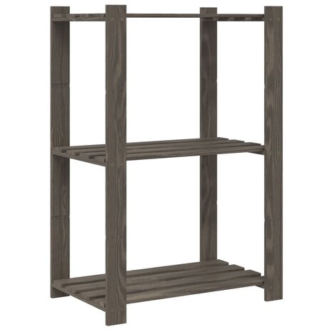 Opbergrek 3-laags 60x38x90 cm massief grenenhout grijs 5