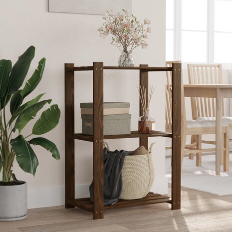 Opbergrek 3-laags 60x38x90 cm massief grenenhout bruin 1