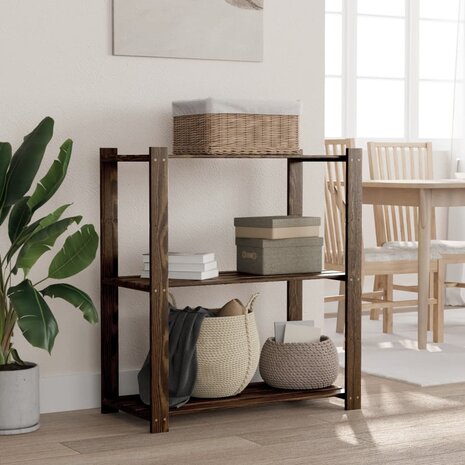 Opbergrek 3-laags 80x38x90 cm massief grenenhout zwart 1