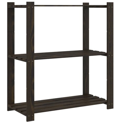Opbergrek 3-laags 80x38x90 cm massief grenenhout zwart 2