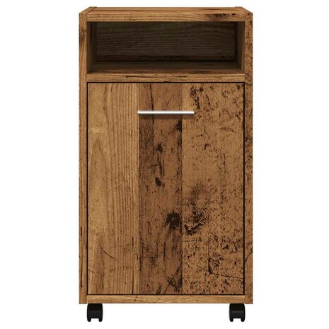 Kast met wielen 33x38x60 cm bewerkt hout oud houtkleurig 4