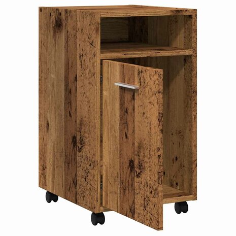 Kast met wielen 33x38x60 cm bewerkt hout oud houtkleurig 9