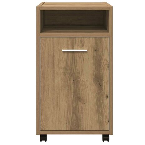 Kast met wielen 33x38x60 cm bewerkt hout artisanaal eikenkleur 4