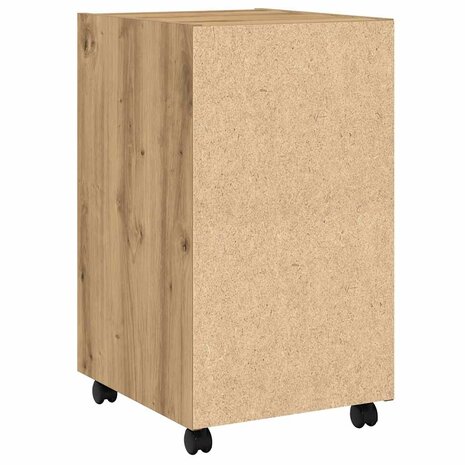 Kast met wielen 33x38x60 cm bewerkt hout artisanaal eikenkleur 6