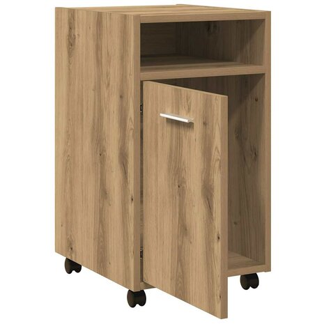 Kast met wielen 33x38x60 cm bewerkt hout artisanaal eikenkleur 7