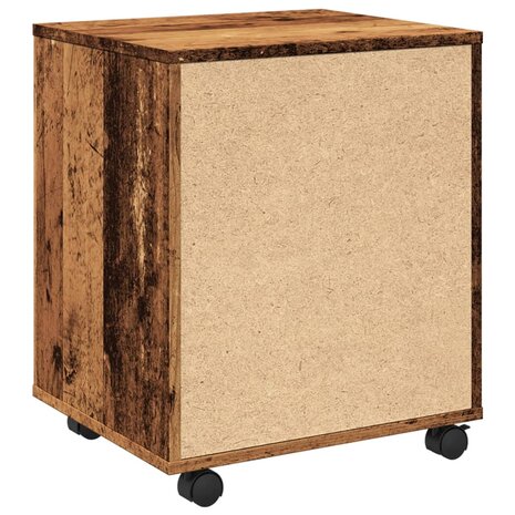 Kast verrijdbaar 45x38x54 cm bewerkt hout oud houtkleurig 7