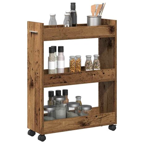 Kast met wiel Oudhout 60 x 22 x 79 cm 3