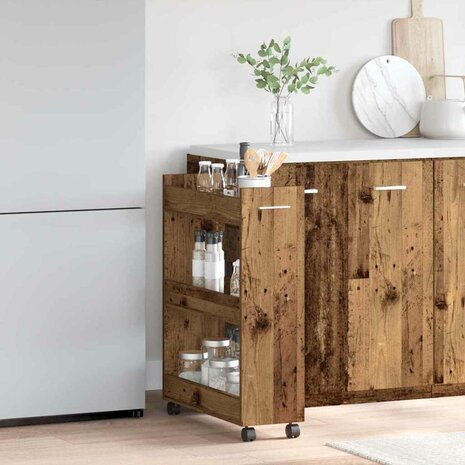 Kast met wiel Oudhout 60 x 22 x 79 cm 4