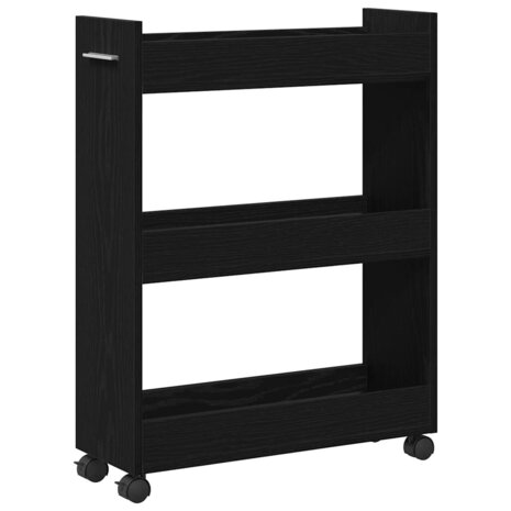Kast met wiel Zwart Eiken 60 x 22 x 79 cm 5