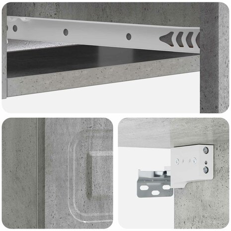 Wandmontage Zijtafel Betongrijs 59 x 34,5 x 17 cm Bewerkt hout 8