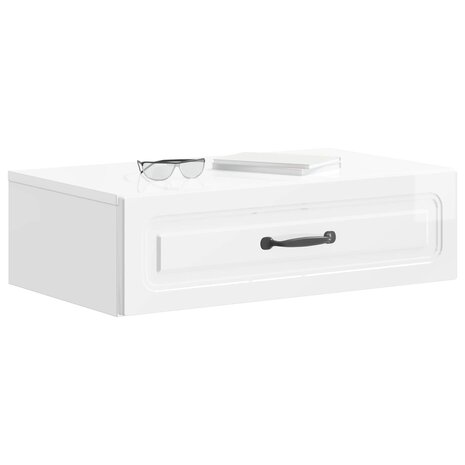 Wandmontage Zijtafel Hoogglans Wit 59 x 34,5 x 17 cm 3
