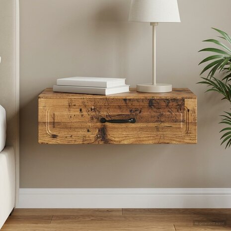 Wandmontage Zijtafel Oud hout 59 x 34,5 x 17 cm Bewerkt hout 1