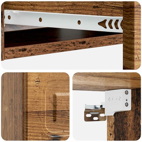 Wandmontage Zijtafel Oud hout 59 x 34,5 x 17 cm Bewerkt hout 8