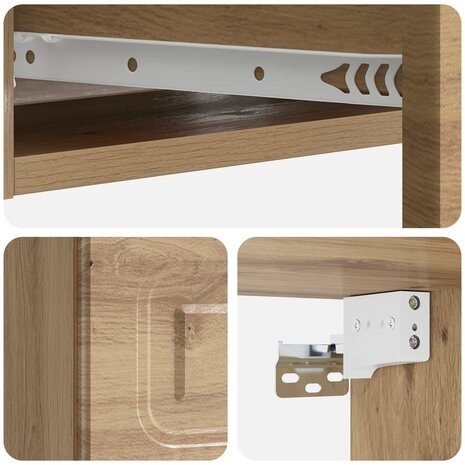 Wandmontage Zijtafel 59 x 34,5 x 17 cm Bewerkt hout 8