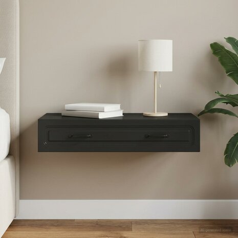 Wandmontage Zijtafel Zwart 87,5 x 34,5 x 17 cm Bewerkt hout 1