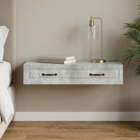 Wandmontage Zijtafel Betongrijs 87,5 x 34,5 x 17 cm 1