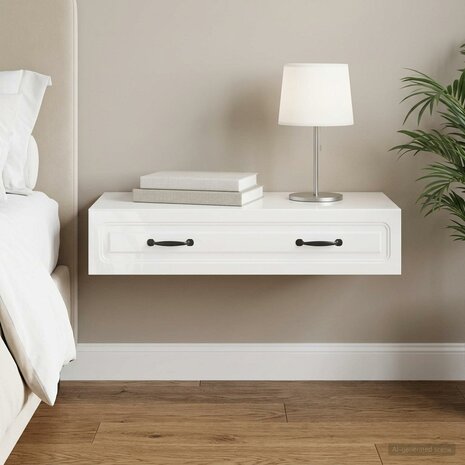 Wandmontage Zijtafel Hoogglans Wit 87,5 x 34,5 x 17 cm 1