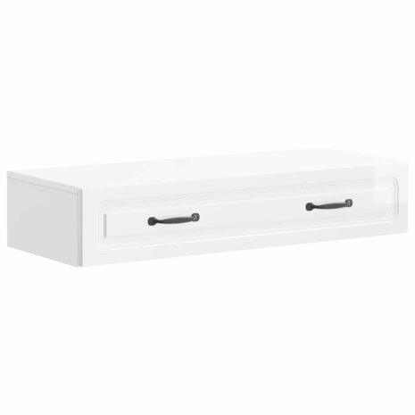 Wandmontage Zijtafel Hoogglans Wit 87,5 x 34,5 x 17 cm 2
