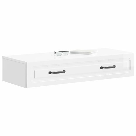 Wandmontage Zijtafel Hoogglans Wit 87,5 x 34,5 x 17 cm 3
