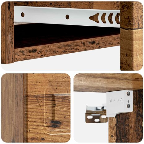 Wandmontage Zijtafel Oud hout 87,5 x 34,5 x 17 cm Bewerkt hout 8