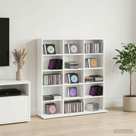 Cd-kast Wit 96 x 23,5 x 97,5 cm Bewerkt hout 1