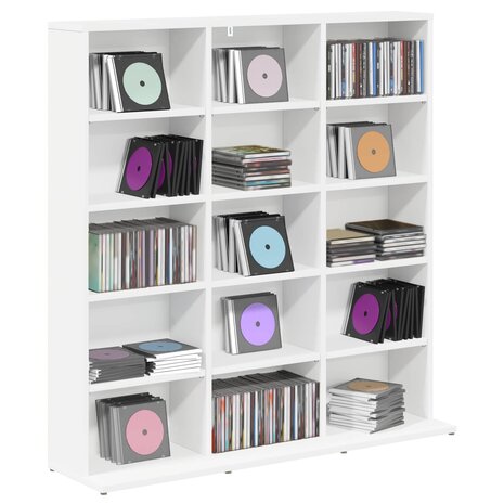 Cd-kast Wit 96 x 23,5 x 97,5 cm Bewerkt hout 3