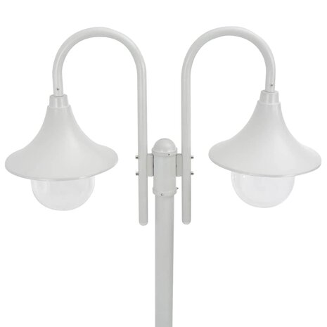 Paalverlichting tuin E27 220 cm aluminium wit 2-delig 2