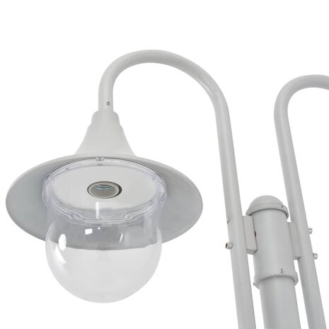 Paalverlichting tuin E27 220 cm aluminium wit 2-delig 3