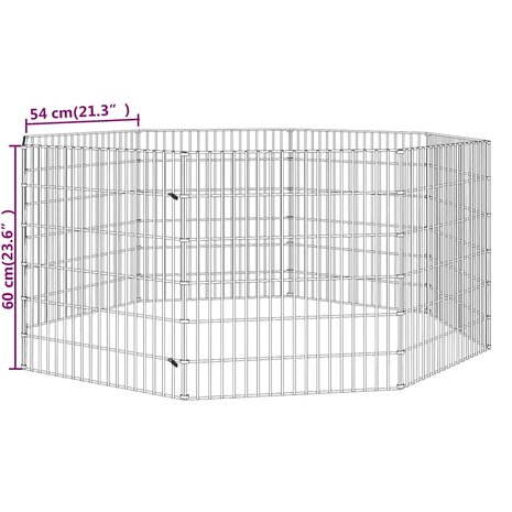 Dierenverblijf 8 panelen 54x60 cm gegalvaniseerd ijzer 8
