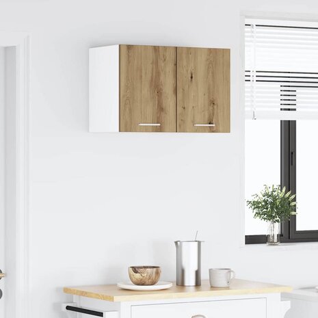 Hangkast Ambachtelijke Eik en Wit 30 x 31 x 40 cm Bewerkt hout 4