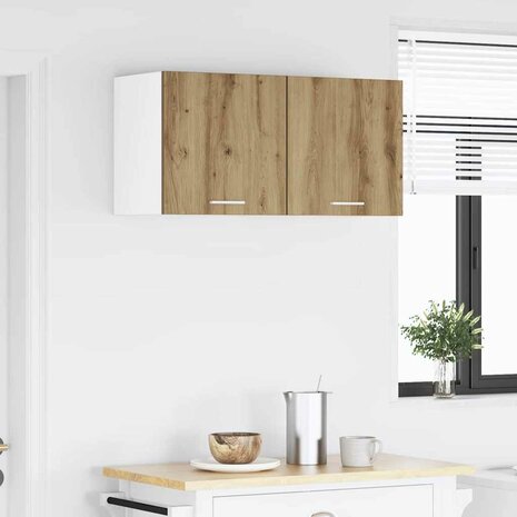 Hangkast Ambachtelijke Eik en Wit 40 x 31 x 40 cm Bewerkt hout 4