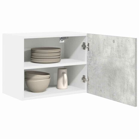 Hangkast Beton Grijs en Wit 50 x 31 x 40 cm Bewerkt hout 3