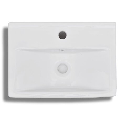 Wastafel met kraangat en overloop rechthoekig keramiek wit 4