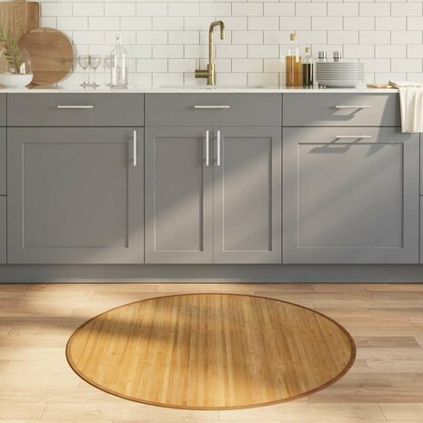 Vloerkleed rond 100 cm bamboe naturel 1