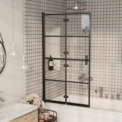Douchewand inklapbaar 80x140 cm zwart 3