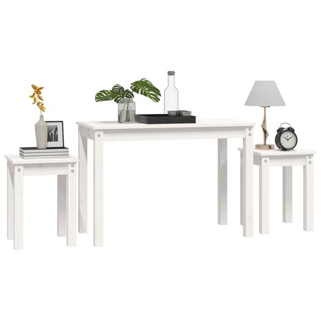 Tafeltjesset 3 st massief grenenhout wit 4