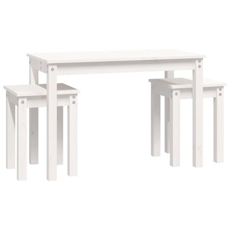Tafeltjesset 3 st massief grenenhout wit 5
