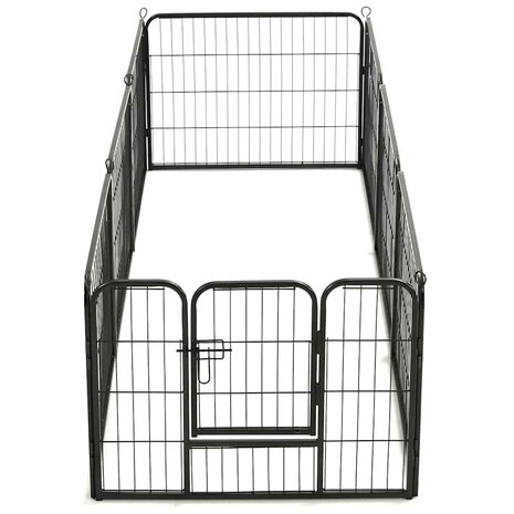 Hondenren met 8 panelen 80x60 cm staal zwart 4
