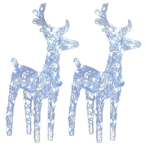 Kerstrendieren 2 st 80 LED's acryl koudwit 2