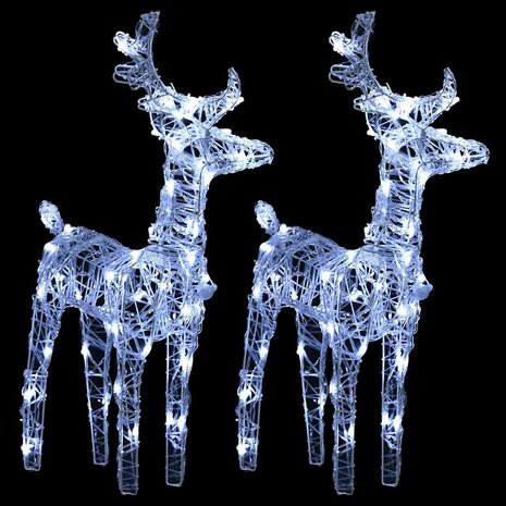 Kerstrendieren 2 st 80 LED's acryl koudwit 3