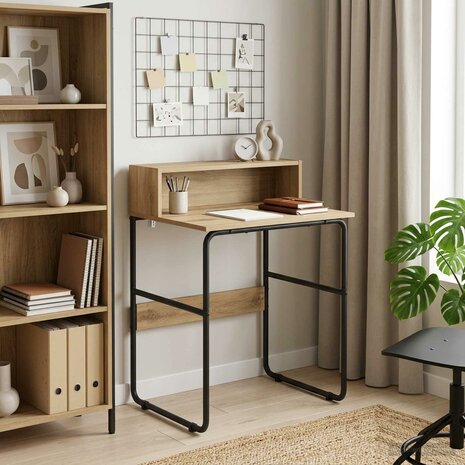 Bureau met opbergruimte Artisanaal eiken 60 x 50 x 91 cm 1