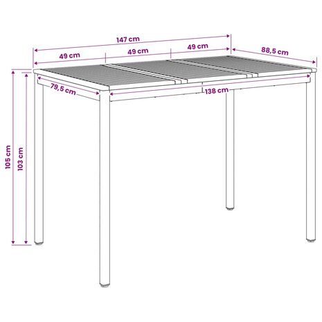 Tuin Bartafel Wit 147 x 88,5 x 105 cm Massief Acaciahout 9