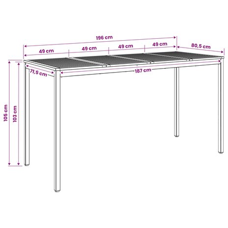 Tuin Bartafel Wit en zwart 196 x 80,5 x 105 cm 9