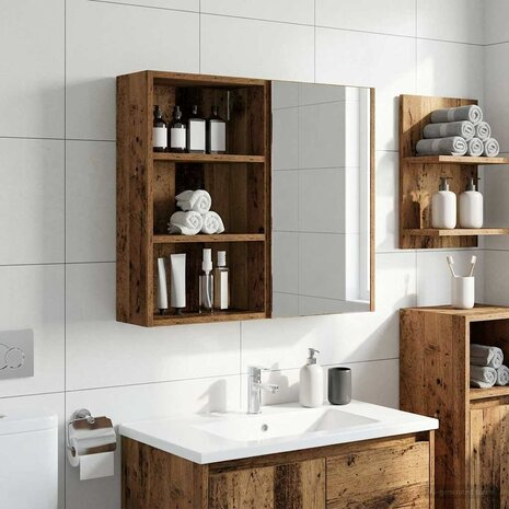 Badkamerwandkast Oudhout 40 x 16 x 62,5 cm Geconstrueerd hout 1