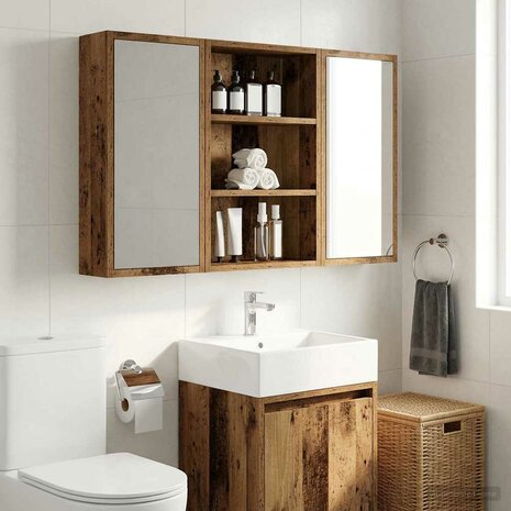 Badkamerwandkast Oudhout 40 x 16 x 62,5 cm Geconstrueerd hout 4